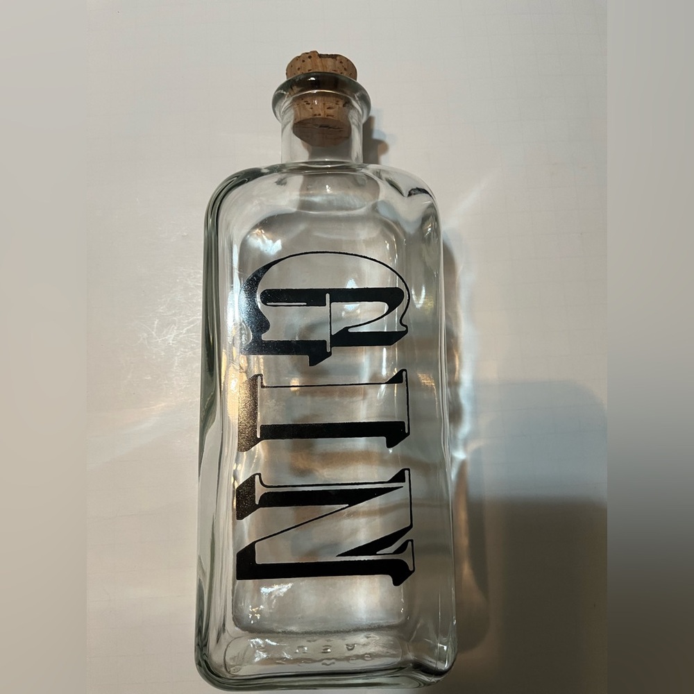 Clear Glass Gin Bottle with Cork
